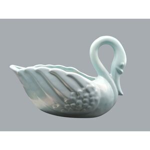 Vintage Baby Blue Ceramic Swan Planter Vase Mid Century Pottery 11"x6"x5" MCM